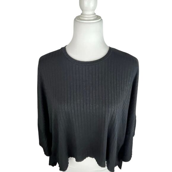 Zara Black Ribbed Round Neck Top - Picture 5 of 8
